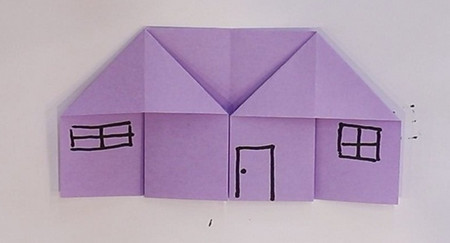 立体小纸房子折纸步骤图片