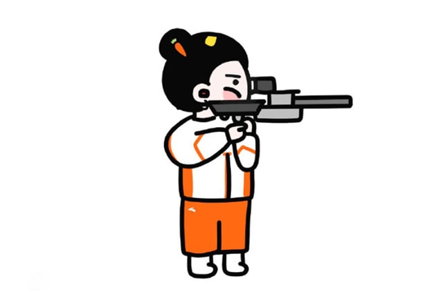 射击运动员杨倩简笔画画法步骤