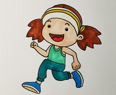 跑步的小女孩简笔画简单又漂亮